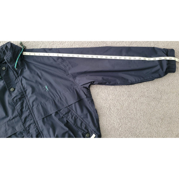 London Fog Men's Size Large Dark Navy Blue Golf Windbreaker Zip Up Button Jacket - Picture 10 of 11